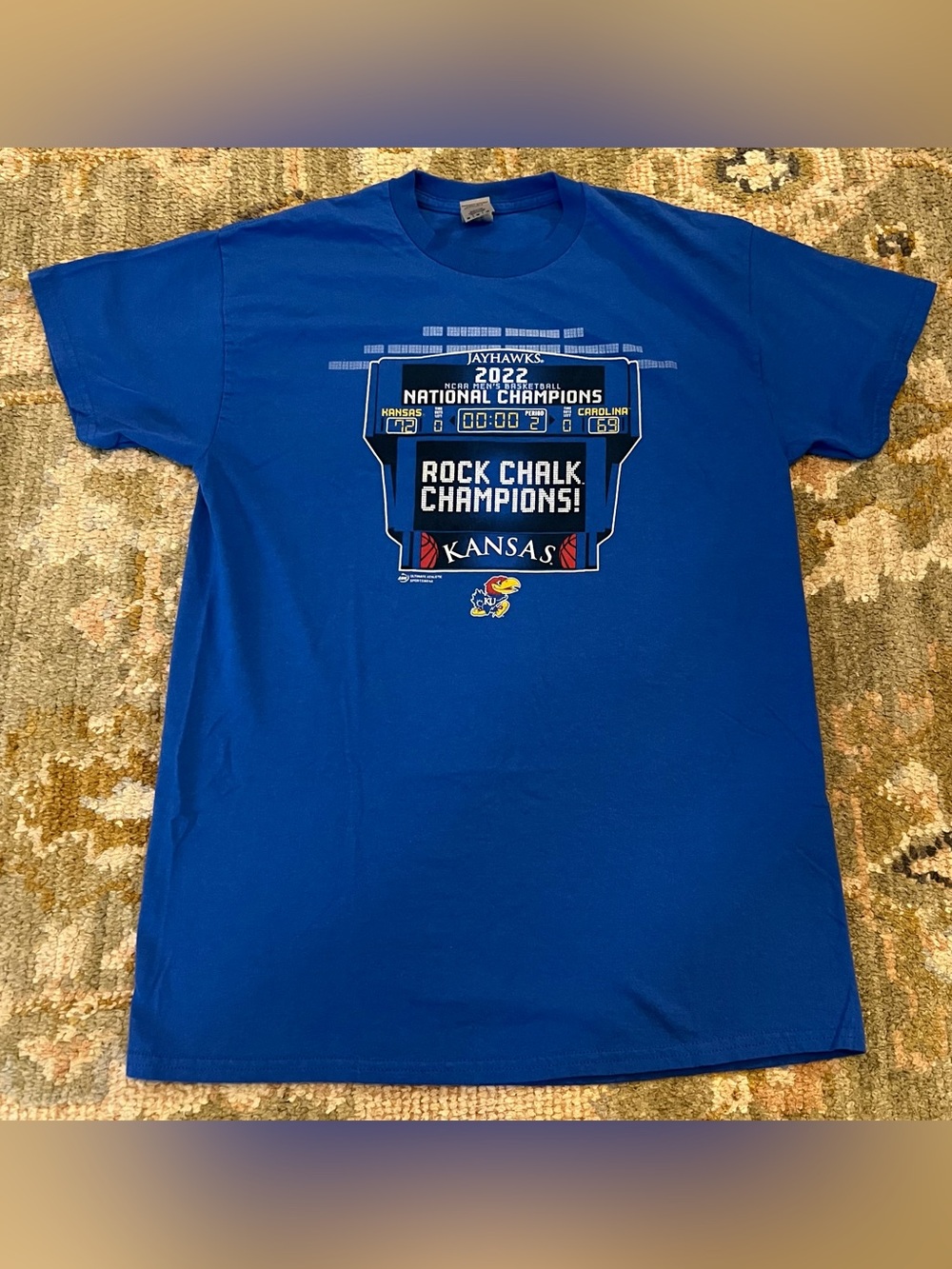 Kansas Jayhawks 2022 National Championship Shirt Men’s Size Medium‎ Color Blue